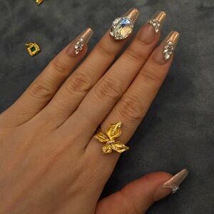 Adjustable Golden Orchid Ring